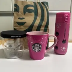 STARBUCKS ピンク 猫　タンブラー　グラス　セット　ハロウィン