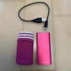 充電式カイロ　ハンドウォーマー　e-Kairo　ピンク　USBケーブル付き
