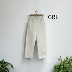 パンツGRL グレイル　配色ステッチハイウエスト ストレートパンツ