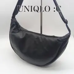 完売 美品 UNIQLO C レザータッチ ハーフムーン ショルダーバッグ 黒のサムネイル