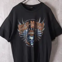 ハーレーダビッドソン Tシャツ 半袖 スカル カウボーイ 両面プリント 黒のサムネイル