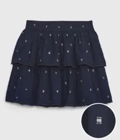 GAP キッズ クリンクル ガーゼ ラッフルフリルスコート パンツ ネイビー L