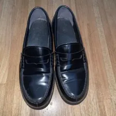 厚底ハルタガラスレザーブラックローファー定番の黒