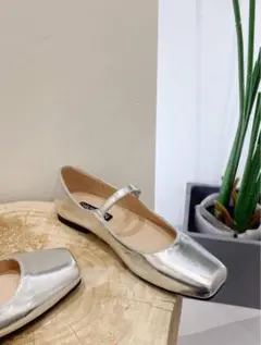 フラットシューズ シルバー