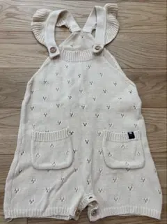 フリル付きクリーム色オーバーオール 70cm