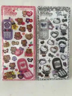 平成はっぴーフォン 日焼けキティ 白黒キティ 2枚セット ギャルキティ 豹柄