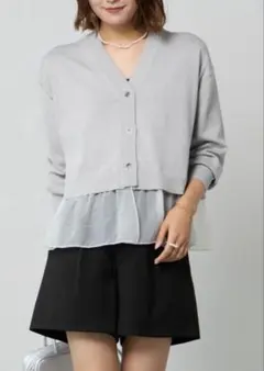 M.deux オーガンジードッキングニットカーデのサムネイル