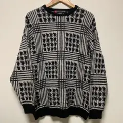 80s OLD アンゴラ混 総柄ニットセーター