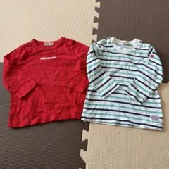 MIKI HOUSE 赤・ストライプ Tシャツ 80