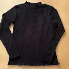 Samansa Mos2 黒リブ編み長袖薄手ニット