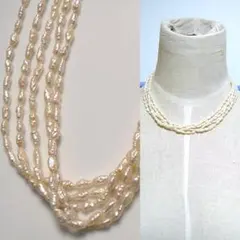 ケシパール5連ネックレス SILVER925 ホワイト系 バロック　芥子真珠