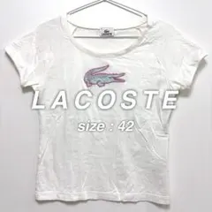 ラコステ LACOSTE ロゴ刺繍 半袖Tシャツ 42 レディース ホワイト 白のサムネイル