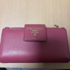 PRADA プラダ 長財布 ロゴ ピンク パスケース付き サフィアーノレザー