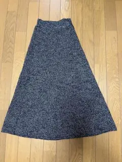 UNIQLO U ニットフレアスカート S ミックスブラック系