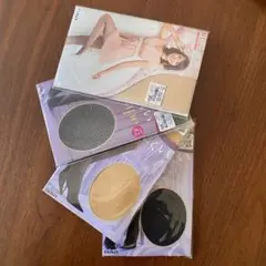 グンゼ tuche 柄ストッキング 黒・ベージュ M-L 4足まとめ売り