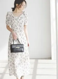 snidel レーヨンカシュクールプリントワンピース