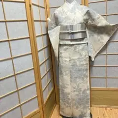 ［8803］本塩沢紬 美品 草花文様 単衣 逸品 正絹 着物のサムネイル