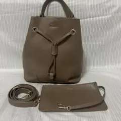 2way ステイシー FURLA ポーチ付 レザー巾着 ショルダーバッグ