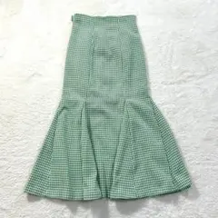 リリーブラウン/0/緑/千鳥格子/マーメイドスカート/ウエストベルト付き/春秋