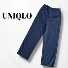 UNIQLO/ユニクロ/リネンブレンドリラックスストレートパンツ/ブルー/M