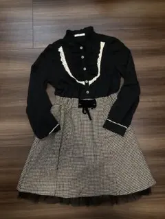 axes femme 切り替えワンピース 千鳥柄 ゴスロリ ブラック