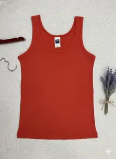 レッド リブ編み タンクトップ　2枚セット　Sサイズ