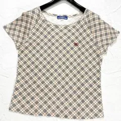 バーバリーブルーレーベル　ノバチェック　カットソー　Tシャツ　ホースロゴ刺繍