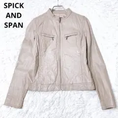 スピックアンドスパン　ライダースジャケット　アウター　豚革　ベージュ　36