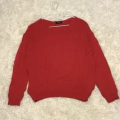 【BOSCH】美品 人気 レッドVネック 長袖ニットセーターサイズ38（M相当）