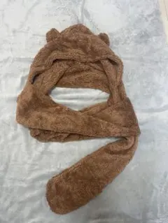 クマ耳付きフリース帽子