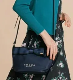 【TOCCA 】ネイビー リボン ショルダーバッグ