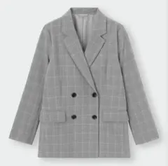 ✨美品✨GU ダブルブレストジャケット ブレザー グレー チェック XXL