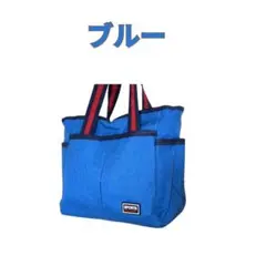 【多機能6ポケ】新品 ラウンドバッグ ミニトート ゴルフ/散歩/お出かけ ブルー