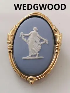 WEDGWOOD　ヴィンテージ　女性モチーフ　ブローチ　ブルーのサムネイル