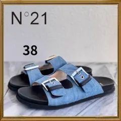 N°21 ヌメロ ヴェントゥーノ デニム ダブルバックル フラットサンダル 38のサムネイル