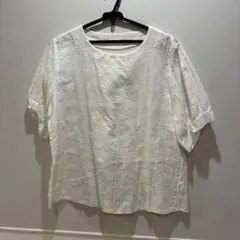 レース　半袖ブラウス ホワイト