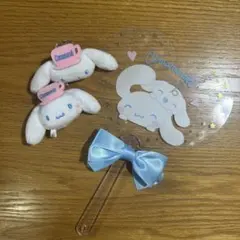 シナモロール ハート型うちわ　シナモン　リング　ヘアアクセサリー　サンリオ