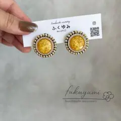 SALE【#304】イエロー/ビーズ刺繍/ピアスorイヤリング
