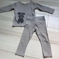 ボーダー柄 ベビー洋服　上下セット 犬プリントのサムネイル