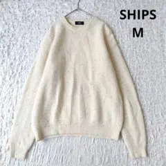 美品【シップス】SHIPS クルーネックニット　セーター　ネップ　ワッフル　М