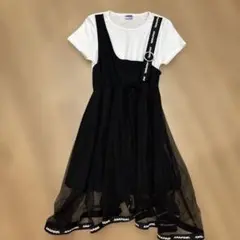 ANAPGIRL 重ね着風 半袖トップス ブラック ホワイト Mのサムネイル