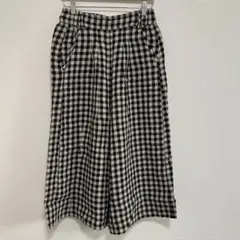 ubasoku ギンガムチェック ガウチョパンツ　ワイドパンツ　リネンパンツ