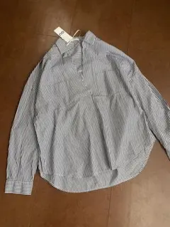 新品GU ネイビー ストライプ 長袖シャツ L