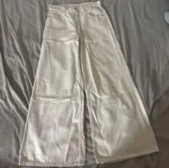 wide leg buggydenim pants off white