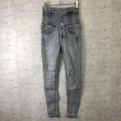 Y2K EMODA ウォッシュ ダメージデニムハイウエストスキニーデニムパンツ