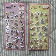 ディズニー フロッキーシール 2種セット　ミッキーマウス　ミニーマウス　プーさん