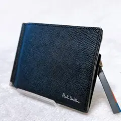 美品　ポールスミス　マネークリップ　ブラック／グレー　小銭入れ有　二つ折り財布のサムネイル