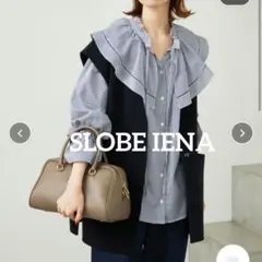 2/18〜2/25発送不可 スローブイエナ ラッフルボウタイブラウス ネイビー