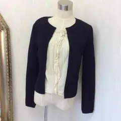 新品・値下げ・NATURAL BEAUTY・ワッフル編みカーディガン・ネイビー・