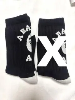 A BATHING APE ソックス ホワイトxブラック